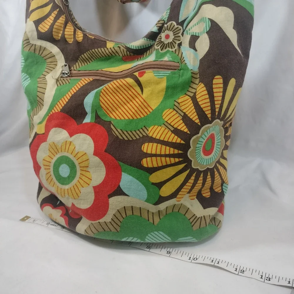Crossbody Floral Hobo Bag; Retro Slouchy Bag